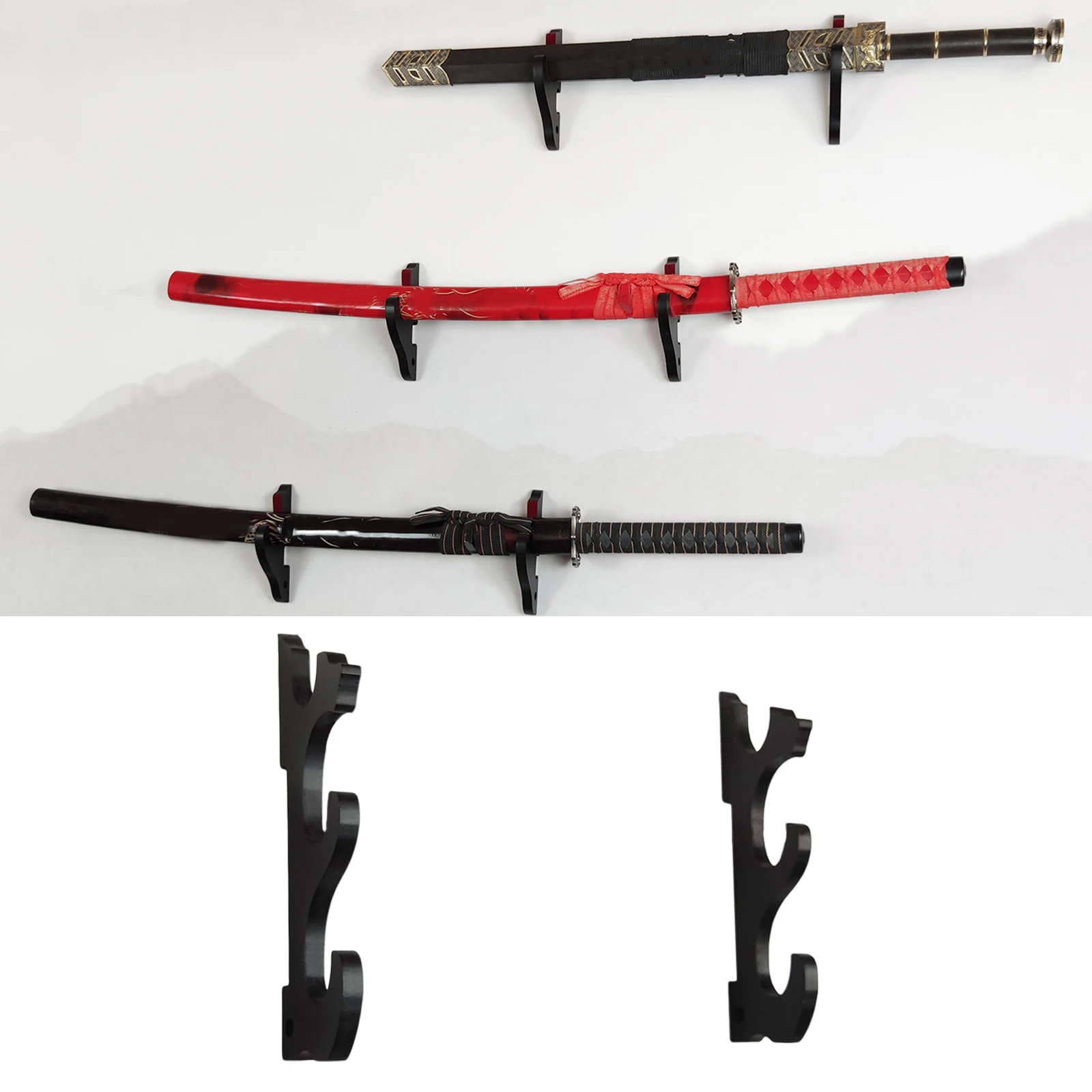 Single sword wall display fibreboard stand black rack for japanese