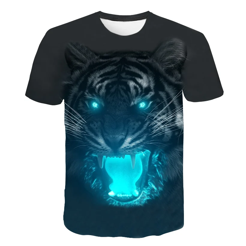 

Animal Cool Printed T-shirts Boys Girls Clothes 3D Summer Wild Face Casual Short Sleeve Kids Cosplay Kawaii Animal Tiger T-shirt