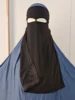 Satin Lined Niqab with Eagle Eye Nose String Ramadan Muslim Women Face Cover Veil 2 Layer Headscarf Muslim Kopftuch Hijab Scarf