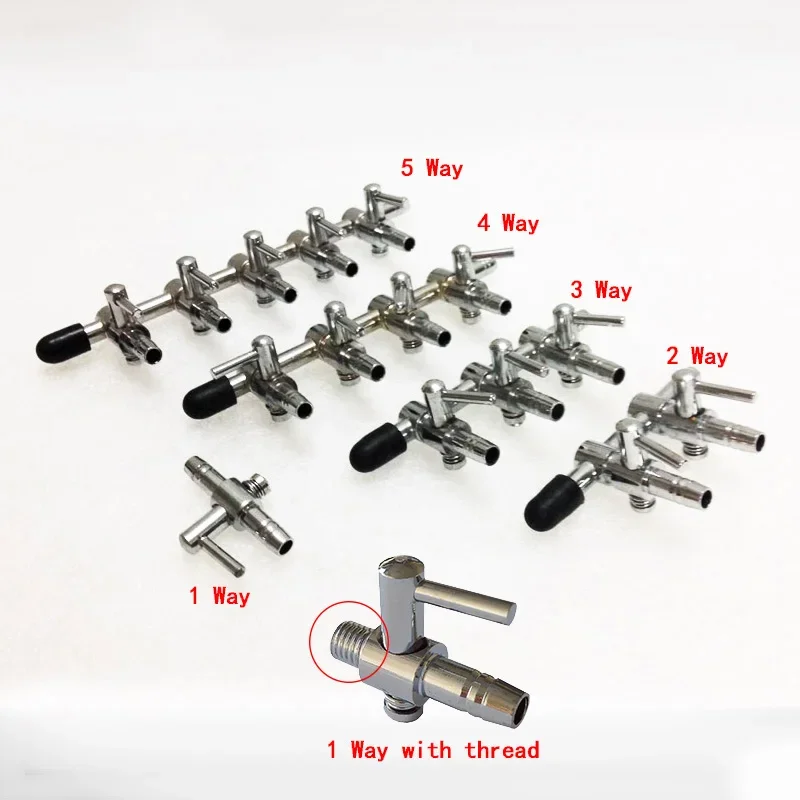 

1 2 3 4 5 Way Stainless Steel Aquarium Tank Air Pump Air Flow Splitter Air Flow Tube Pipe Line Control Valve Switch Valve