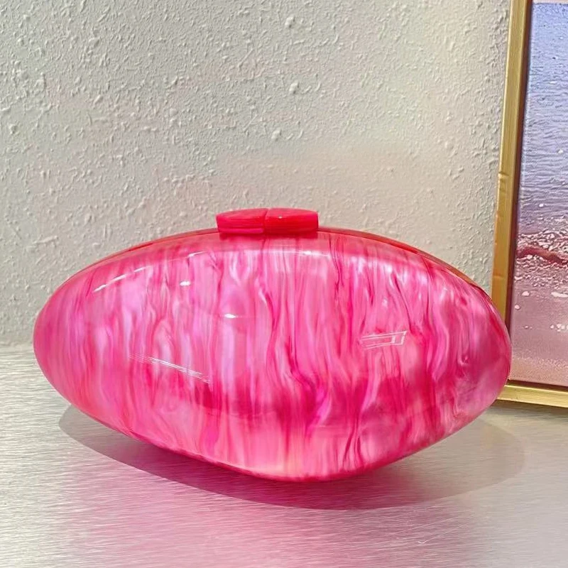 

Lady Mini Evening Bags For Women Handbags And Purse Luxury Designer 2023 New In Acrylic Stripe Bowling Chain Shoulder Clutch Bag