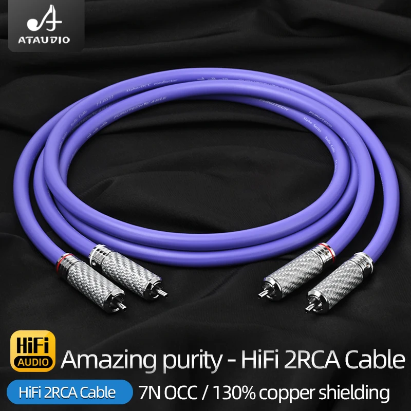 ATAUDIO Hi-end одна пара 2RCA аудиокабель 7N OCC с родиевым покрытием Переходник RCA к RCA штекер-штекер для усилителя DAC TV Box (art.: 3920c4c87f95e) - 3920c4c87f95e