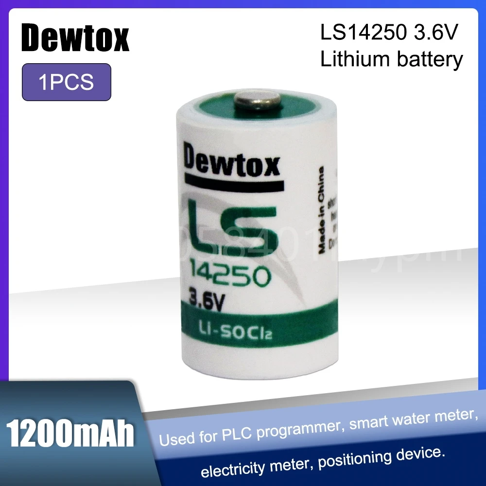 1 Pz Dewtox Ls14250 L14250 Er14250 14250 1/2Aa Tl-5902 3.6V Batteria Al Litio Per Plc Macchine Utensili Cnc Contatore Del Gas Orologio In Tempo Reale