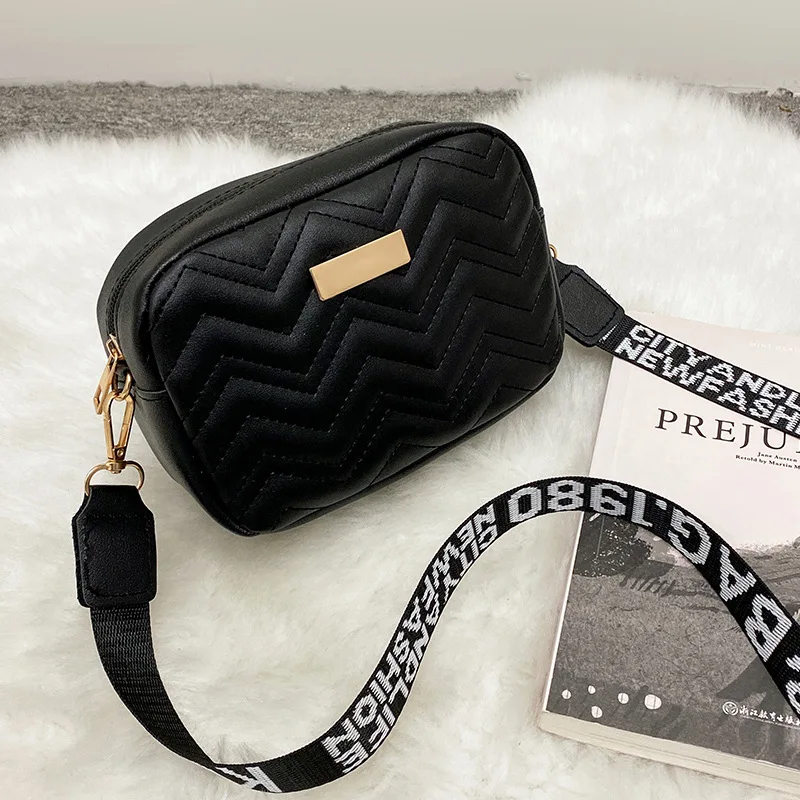 Joli Black Leather Quilted Camera Bag