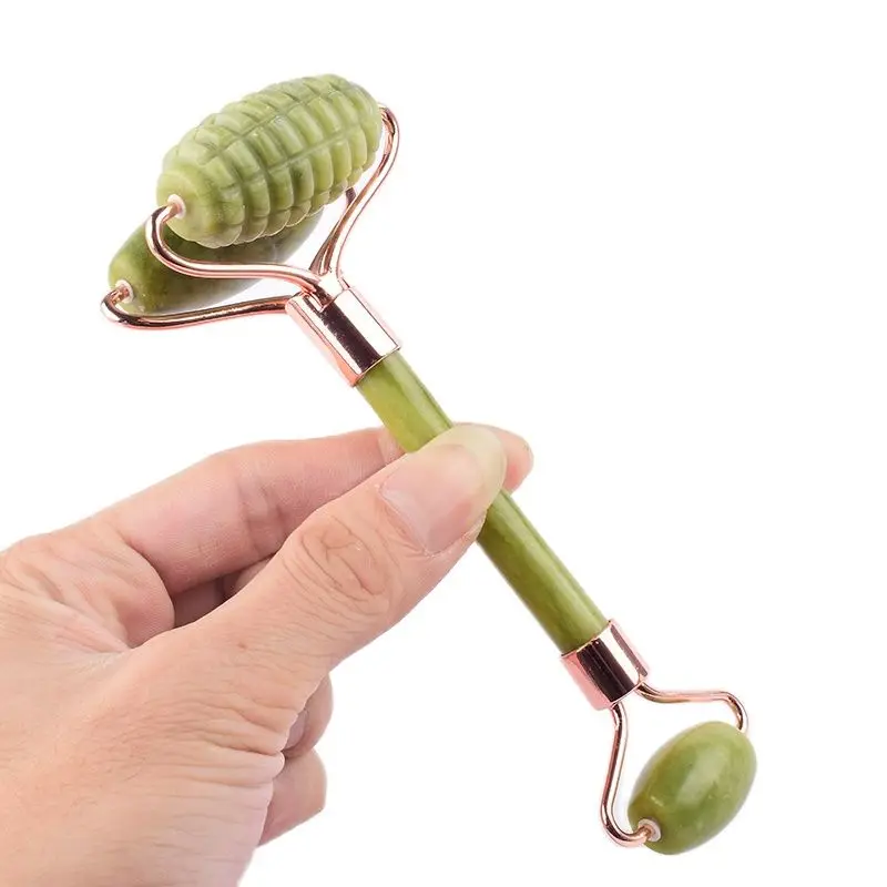 

Jade Sawtooth Big Double Head Massage Roller Face Care Tool Natural Serpentine Body Eye Neck Healing Health Beauty Massager