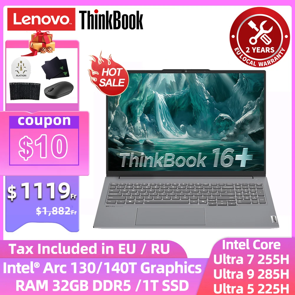 Lenovo ThinkBook 16+ Laptop Ultra 7 255H/ Ultra 9 285H Intel Arc 140T 32BG DDR5 1T SSD 16-inch 3.2K 165Hz Screen Notebook PC