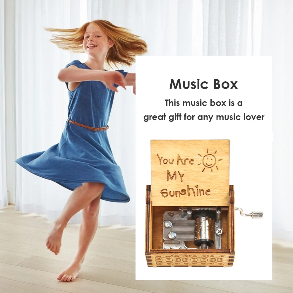 Hand Cranked Music Box Wooden Melody Box Kids Gifts