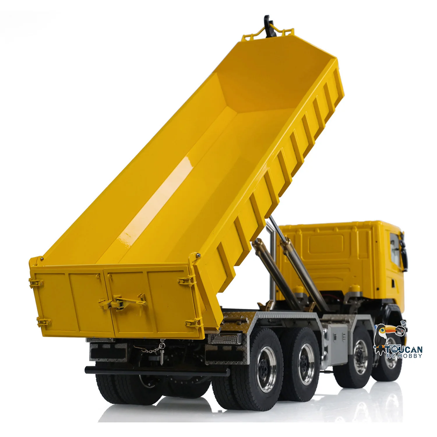 8x8 1/14 RC Hydraulic Dump Truck Metal Roll On Off Full Dumper Car Model with Sound Light 3-speed Transmission RC Toys TH23689 5