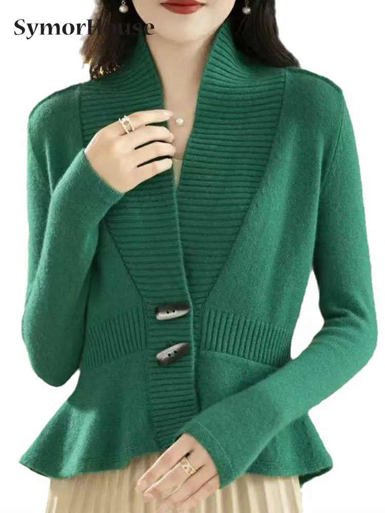 

Spring Autumn Winter Solid Color Women's Knitted Cardigan Long Sleeve Korean Loose V-Neck Button Sweaters Coat Female Clothing