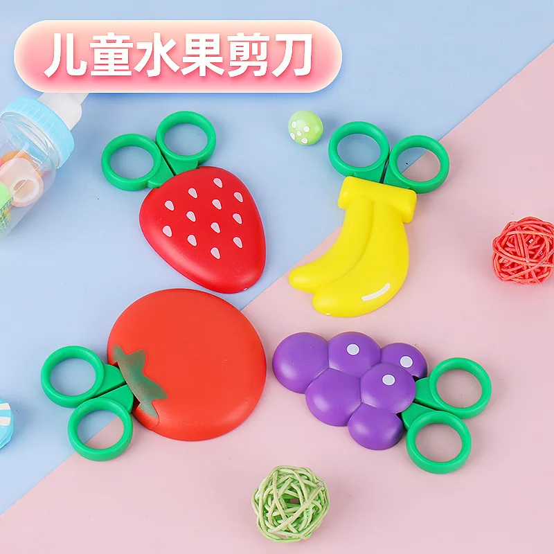 Mini Children Fruit Scissor With Sticker Fridge Carrot Strawberry Grape Banana