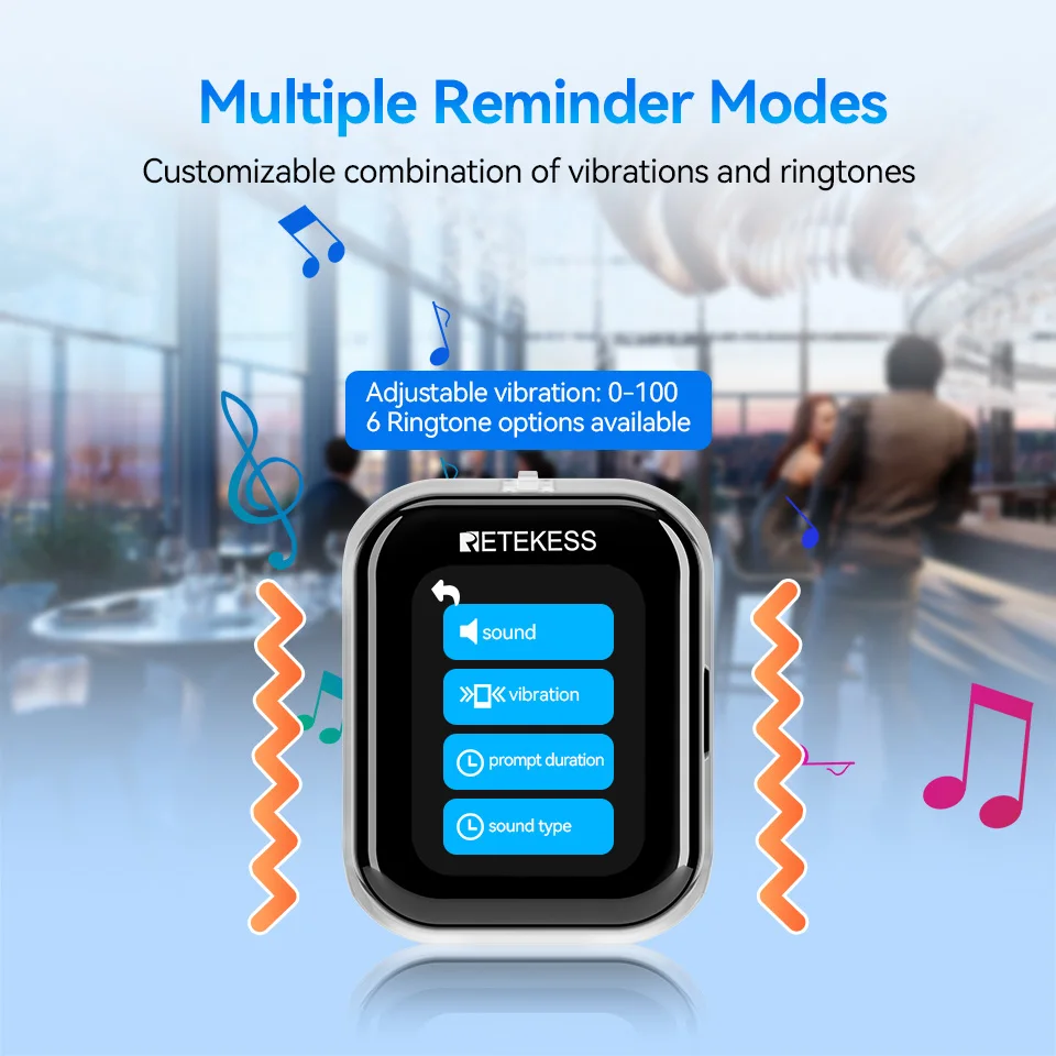 Retekess Restaurant Pager Waiter Calling System 2 Pcs TD113 Touch Screen Watch Pagers IP67 Waterproof for Cafe Bars Club Clinic
