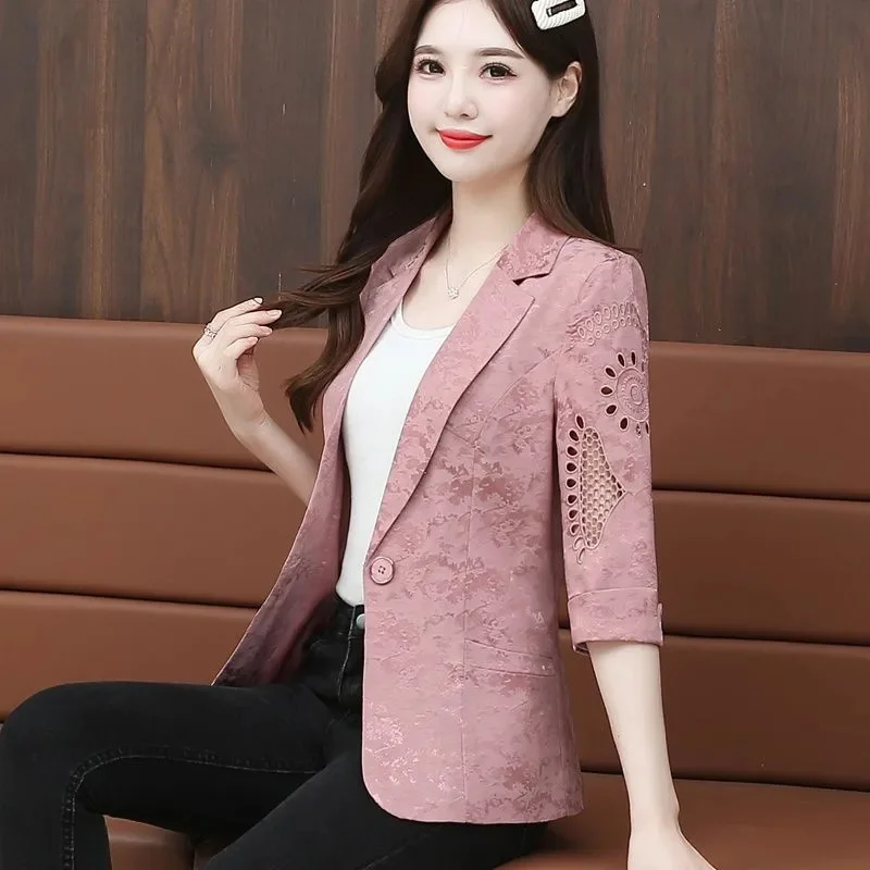 Summer Feminine Leisure Blazer Jacket 2025 Ladies Seven Points