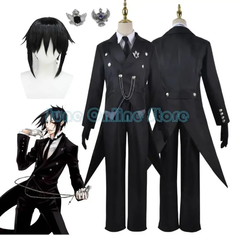 

Anime Black Butler Sebastian Michaelis Cosplay Costume Halloween For Woman Men Clothes