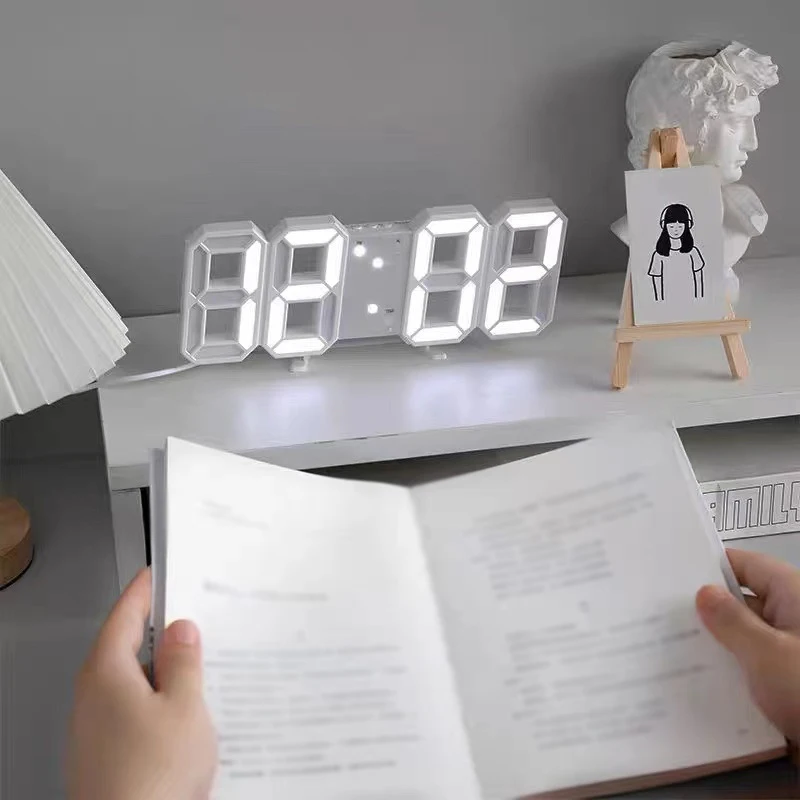Simple Fashion Electronic 3D Luminous Digital Clock Voice-activated Silent Alarm Creative Desktop digital clock