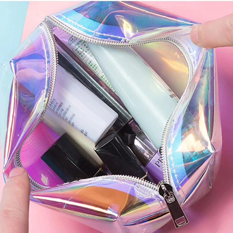 Holographic Makeup Bag Cosmetic Travel Bag Toiletry Organizer Purse For Women 2023 New Colorful Organizer Pouch Travel Fashion 2