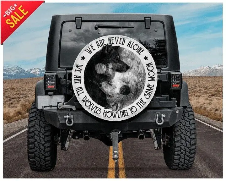 

The Mountain Wolf Yin Yang Spare Tire Cover Couple Wolves Against Sun & Rain