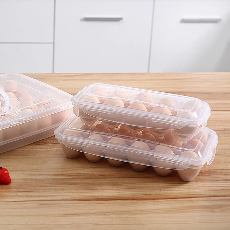 10/18/34 Grids Egg Storage Box With Lid Kitchen Refrigerator Egg Box Egg Drop Rack Egg Storage Box Fridge Egg Organizer Tray 4