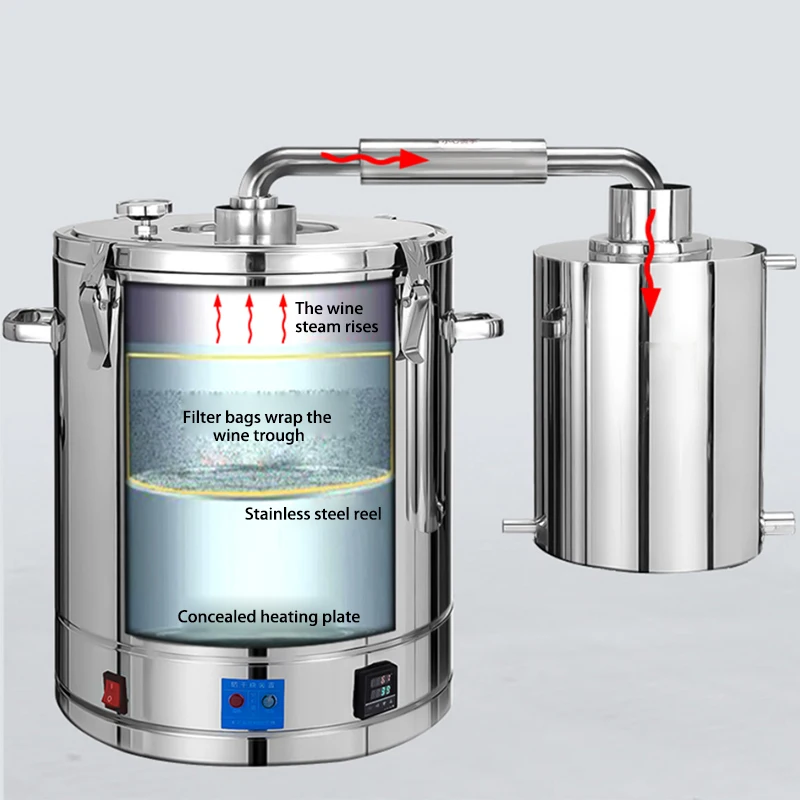 Microbreur Alimentaire en Acier Inoxydable, Équipement de Brassage, Hydrosol, Distillateur de Vin, Whisky Français ou Brandy, 3300W