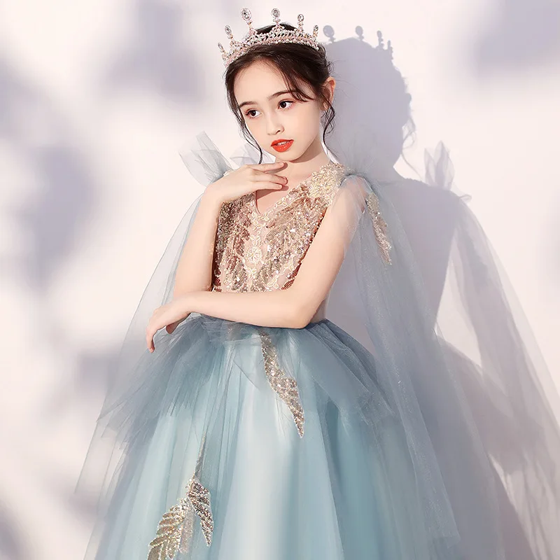 

Grand Prom Dress for Teenager Girls Hildren Princess Dress Fluffy Super Fairy Children Birthday Costume Piano Performance Dress