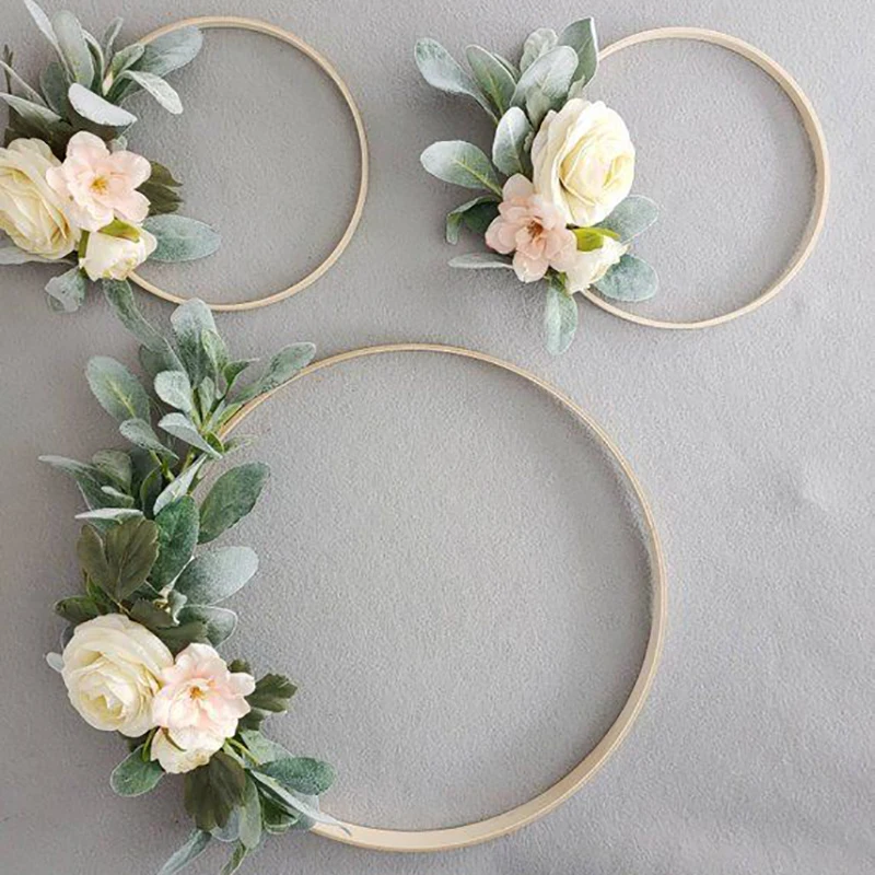 10-29cm Holz Kreis Ring Catcher Stickerei Hoop Handwerk Kreuz Stith Bambus Hängen Hochzeit Weihnachten Decor DIY Handmade hoops – Detail 1