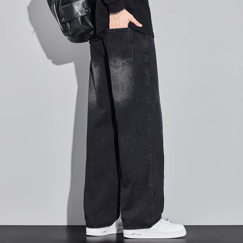 2025 Autumn Fashion Straight Jeans Men's Clothing Loose Casual Korean Pants Student Vintage Denim Trousers Male Streetwear 5