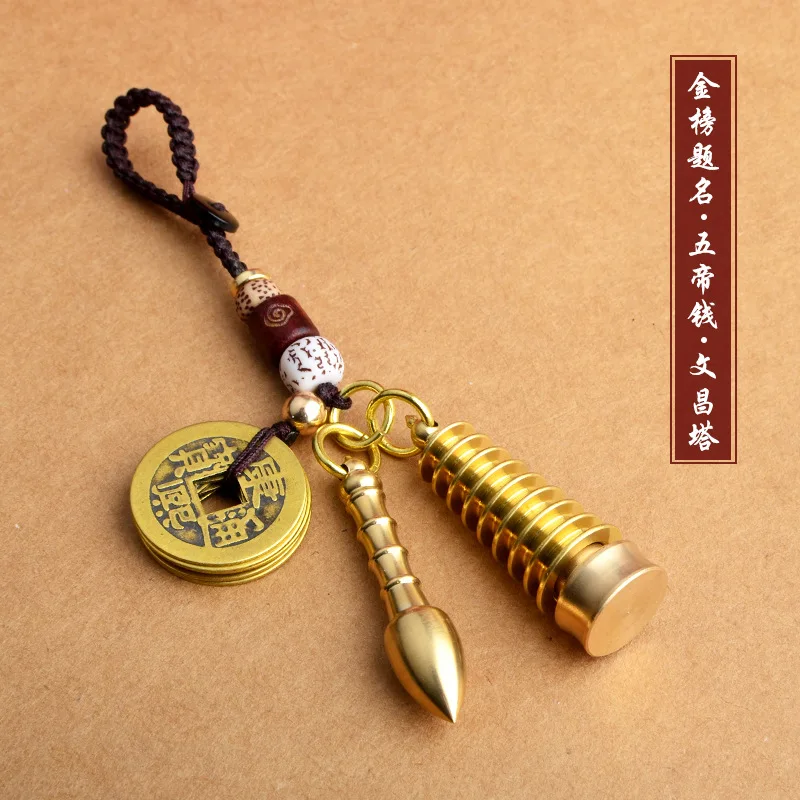Good Luck Charm Brass Sakyamuni Buddha Keychain With Feng Shui