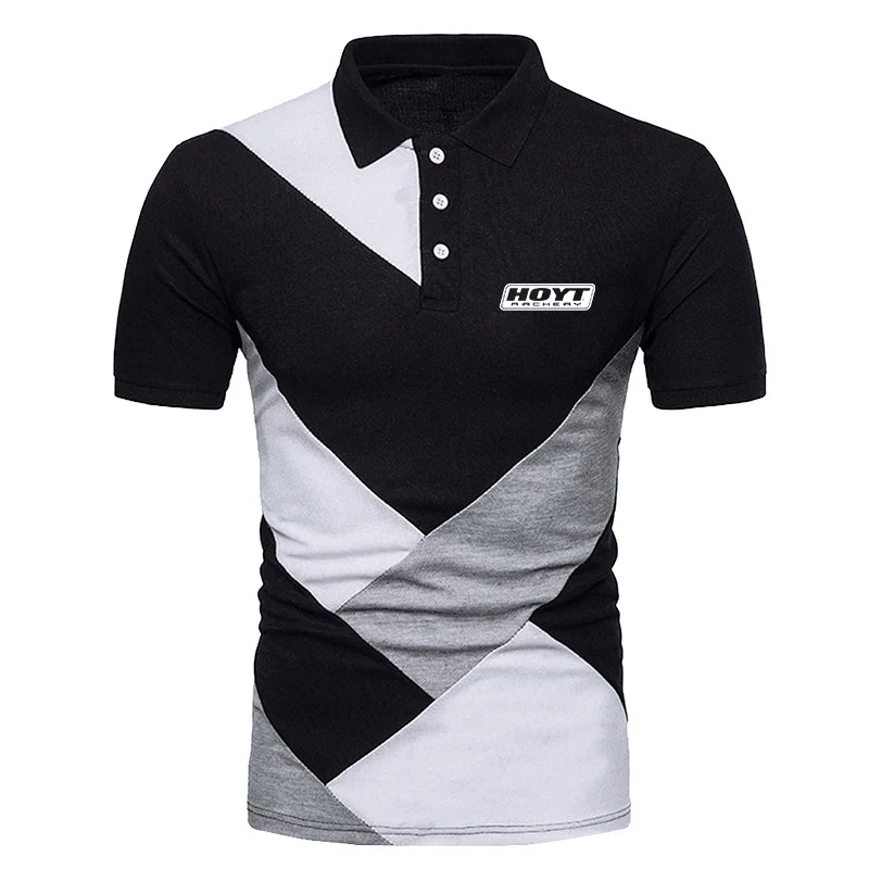 2023 Men New Hoyt Archery Spring and Summer Stitching Polo Fashionable High Quality Comfortable Casual T Shirt Tops