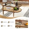 Rattan Coffee Table, 2-Tier Oval Wood Tea Tables W/Tempered Glass Tabletop & PE Rattan Storage Shelf, Boho Cocktail Tables 5