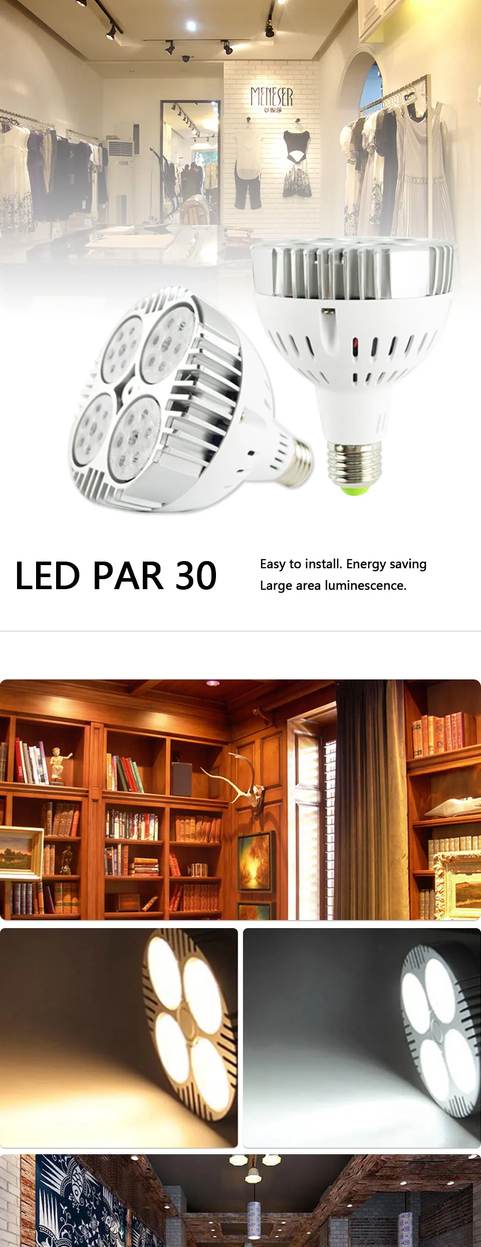 Description Picture 2 of itemLED Lamp PAR30 35W LED Spotlight AC 220V 240V 3000K 4000K 6000K Led Bulb par30 Lampara for Home Lighting Super Bright