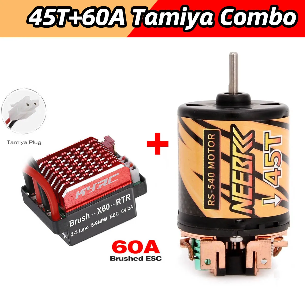 High-Performance RC Car Brushed Motor & ESC Combo for Crawlers