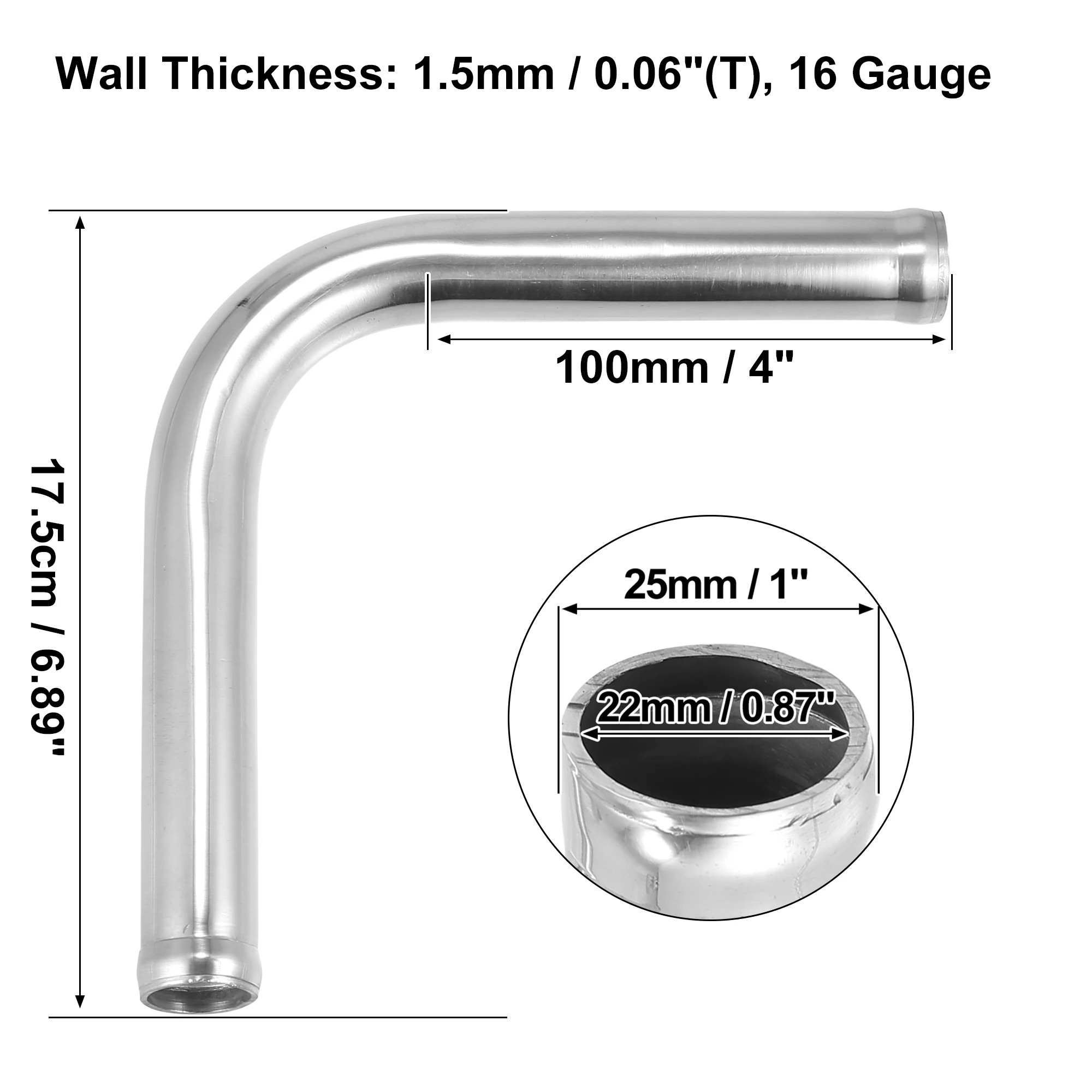 UXCELL OD 38mm 45mm 51mm 63mm 76mm Length 100mm Aluminum Alloy Intercooler Pipe 90 180 Degree Bend Elbow Air Intake Tube 5