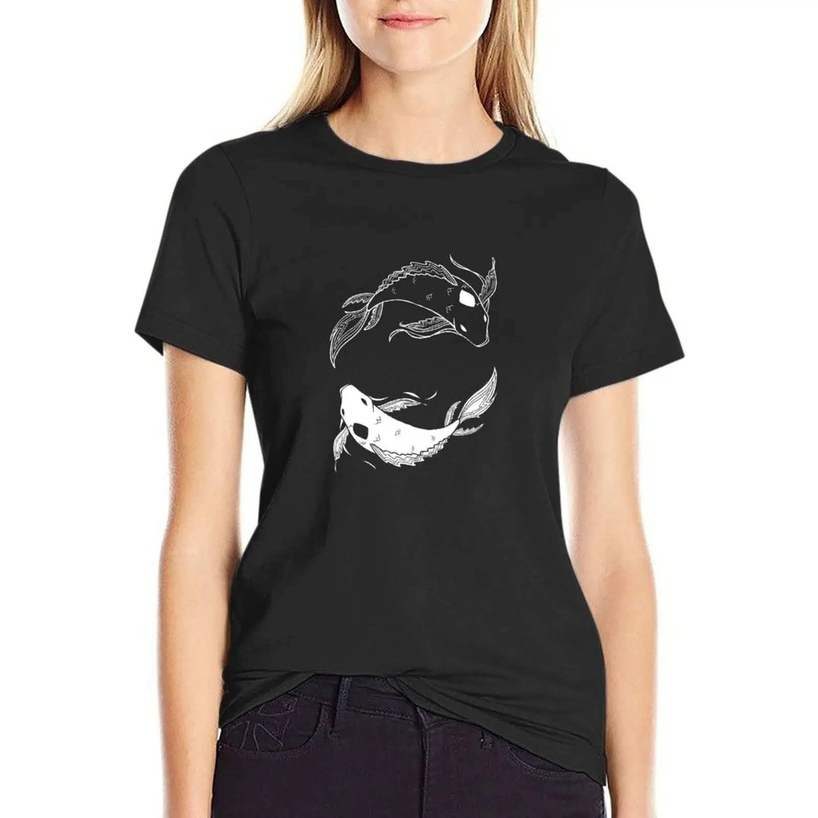 

white on black spirit fish atla T-Shirt plain t shirts for Women t shirts for Women T-shirt Women cat shirts for
