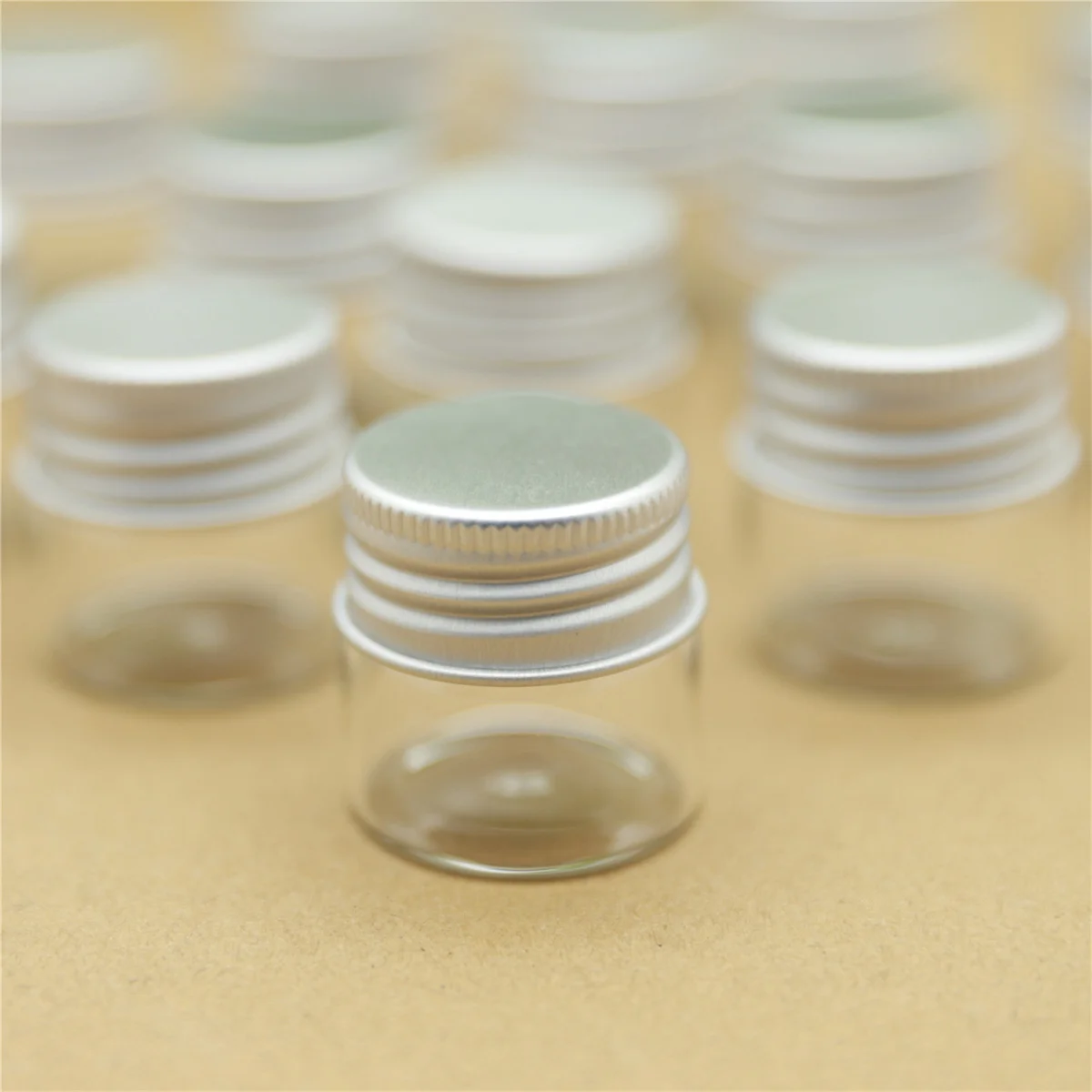50/100 pcs/lot Small Glass Bottles Aluminum Caps 21*30*30mm 10ml Glass Jars Decorative Containers DIY Craft Vial Bottles