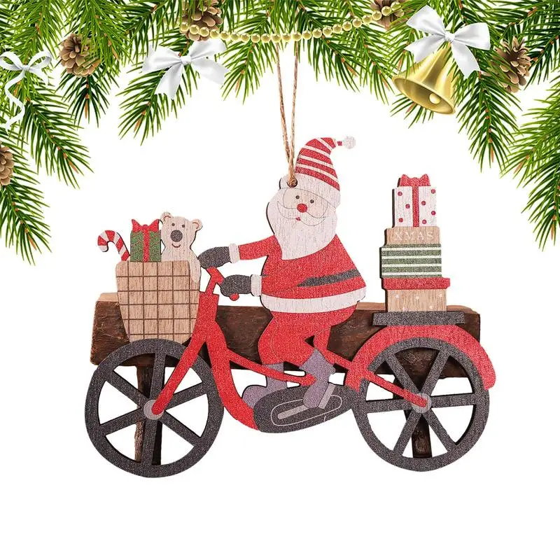 

Wooden Christmas Tree Pendant Christmas Decorations For The Home Wooden Hollow Santa Claus Pendant Snowman Pendant Ornaments