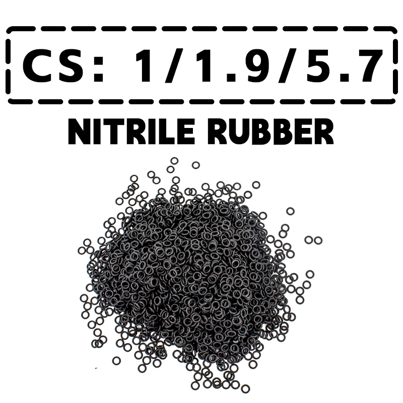 O-ring Thickness 1/1.9/5.7mm Cross Section CS NBR Nitrile Rubber Sealing Gasket Rubber Washer Ring Specifications