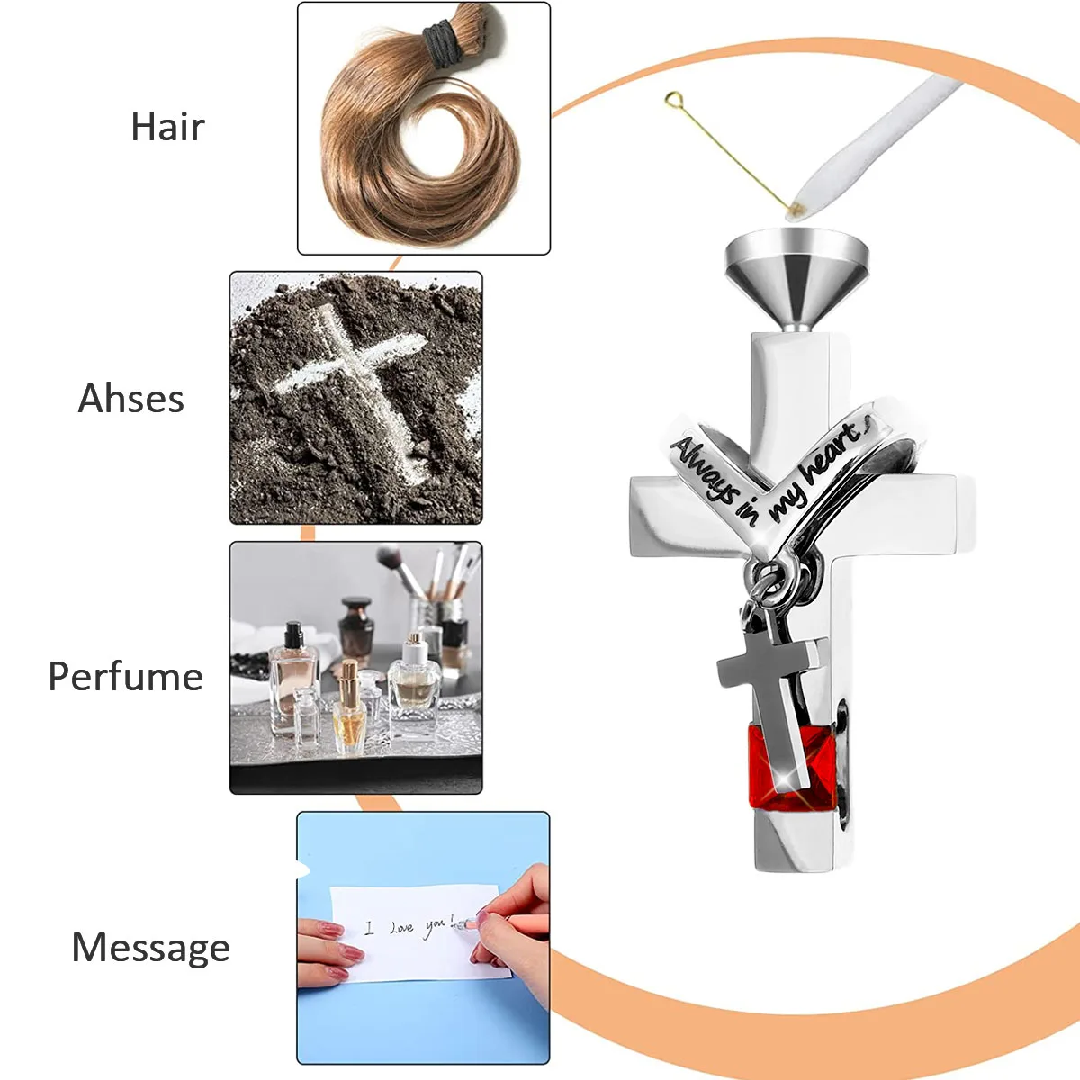 4/8Pcs Urn Necklace Set Stainless Steel Ashes Keepsake with Funnel and Pin Exquisite Waterproof Cremation Jewelry for Men Women