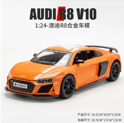 1:24 Audi R8 V10 Plus Track Edition Sports Car Collectible Model with Opening Doors and Sound & Light Effects (Orange V10 nobox)