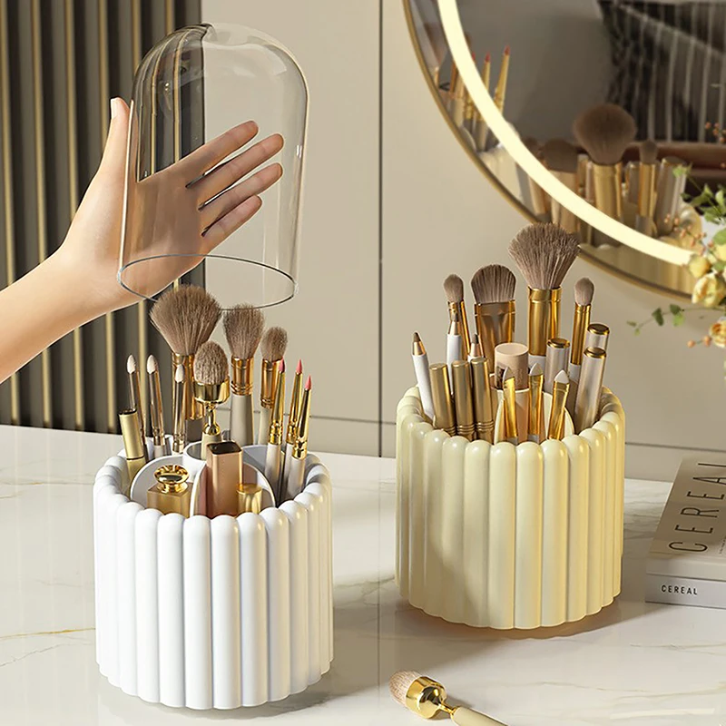 Makeup Brush Holder 360° Rotating With Lid Lipstick Eyebrow Pencil Holder Eye Shadow Storage Box Luxury Cosmetic Organizer 5