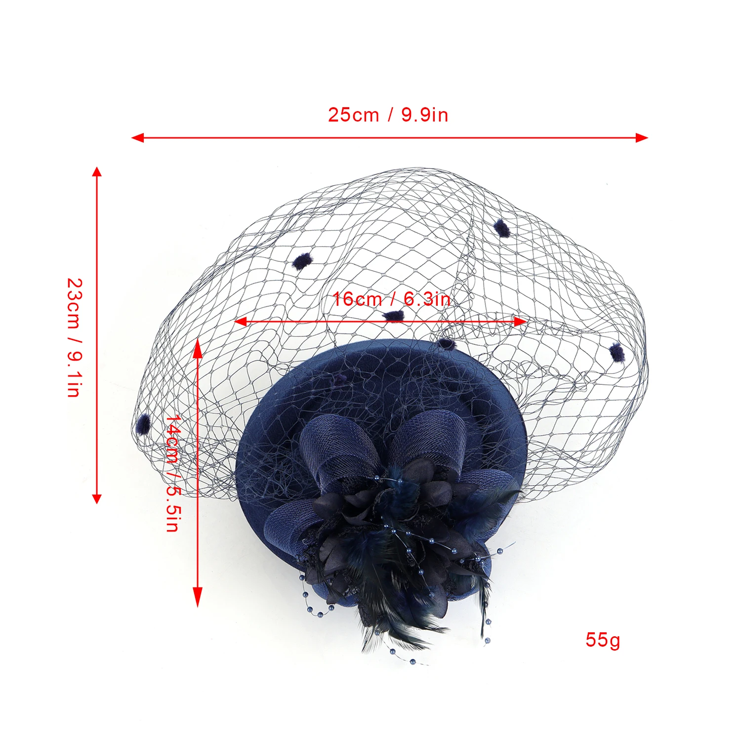 Bride Headband Wedding Hat With Veil and Clip Fashion Hat