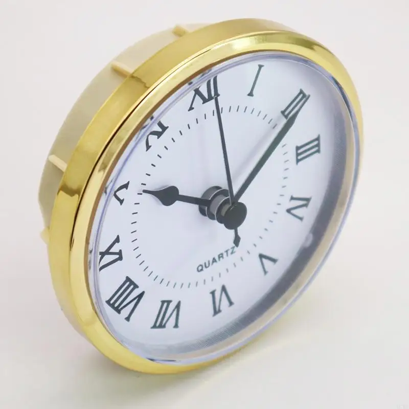 Golden for Rim 90mm Clock Insert Embedded Mini Wall Clock for Head DIY Movement with Roman Number Tools Accessori