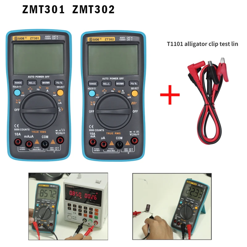 BSIDEZT301ZT302DigitalMultimeter80009999CountsTrueRMSMultifunctionACDCVoltage