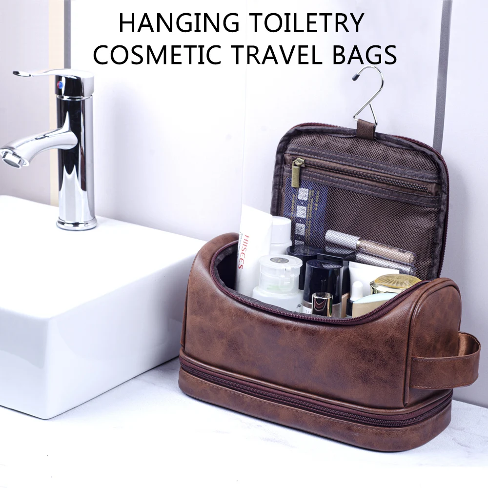 Brown leather dopp kit sold by 100 Spartans
