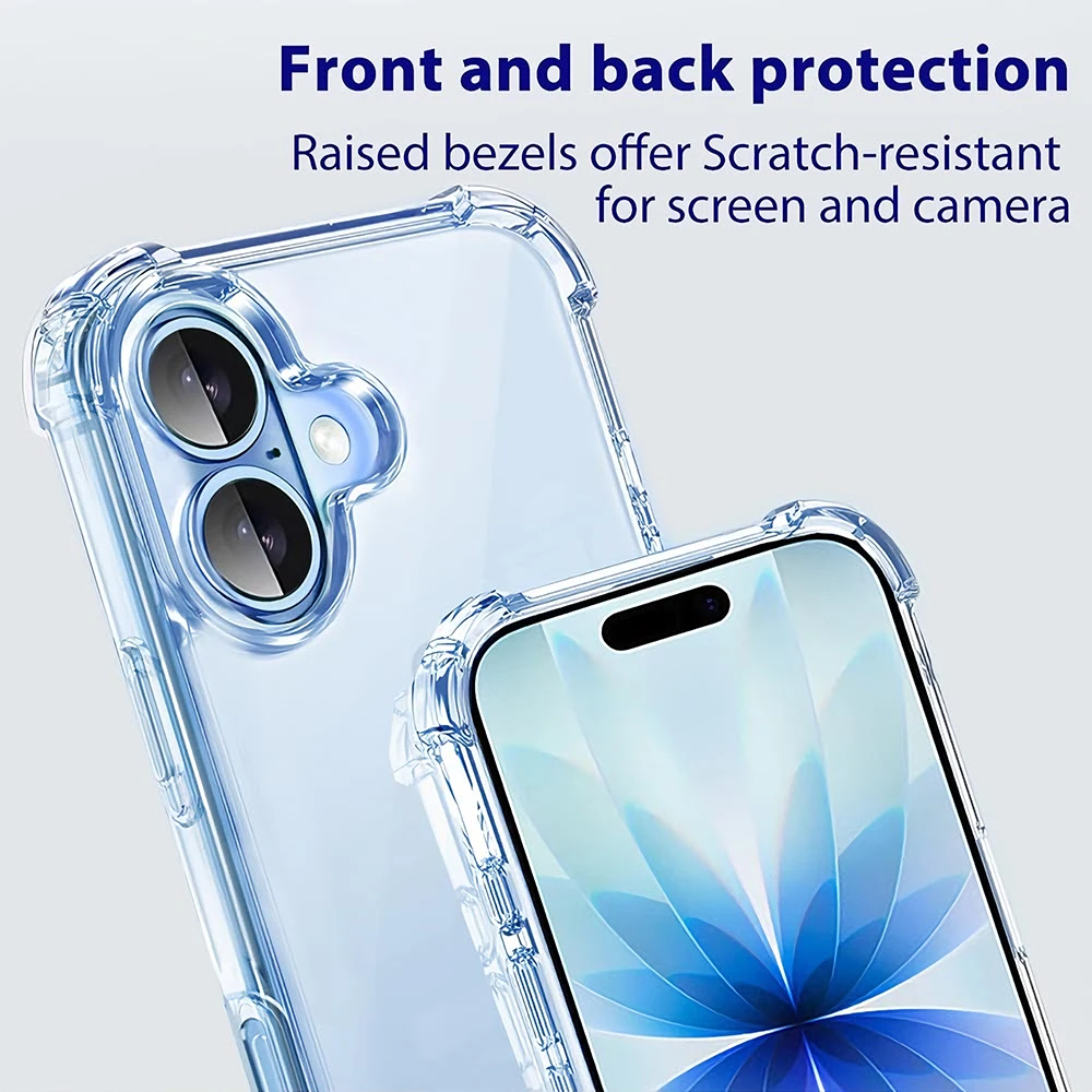 3D Airbag Shockproof Transparent Hybrid Case with Hard PC Cover and Soft Silicone Shell