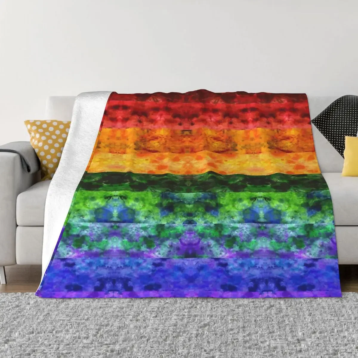 

Rainbow Stripe Quilt Throw Blanket Flannel Fleece Soft Adult Blankets Winter Warm Stitch Fluffy Bed Linen Bedspread for Sofa