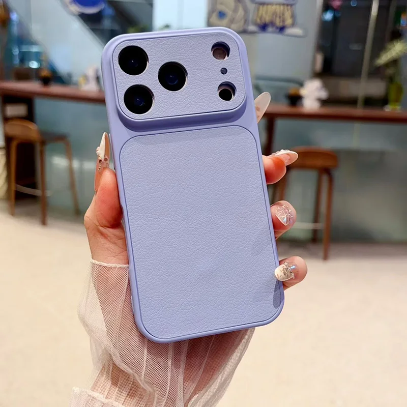 Luxury Matte Leather Texture Shockproof Phone Case with Camera Protection