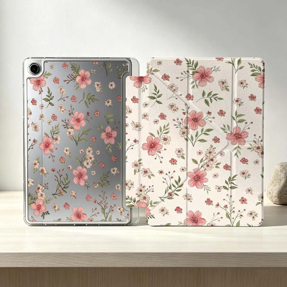 Elegant Floral Pattern Foldable Tablet Case - Soft and Stylish Design