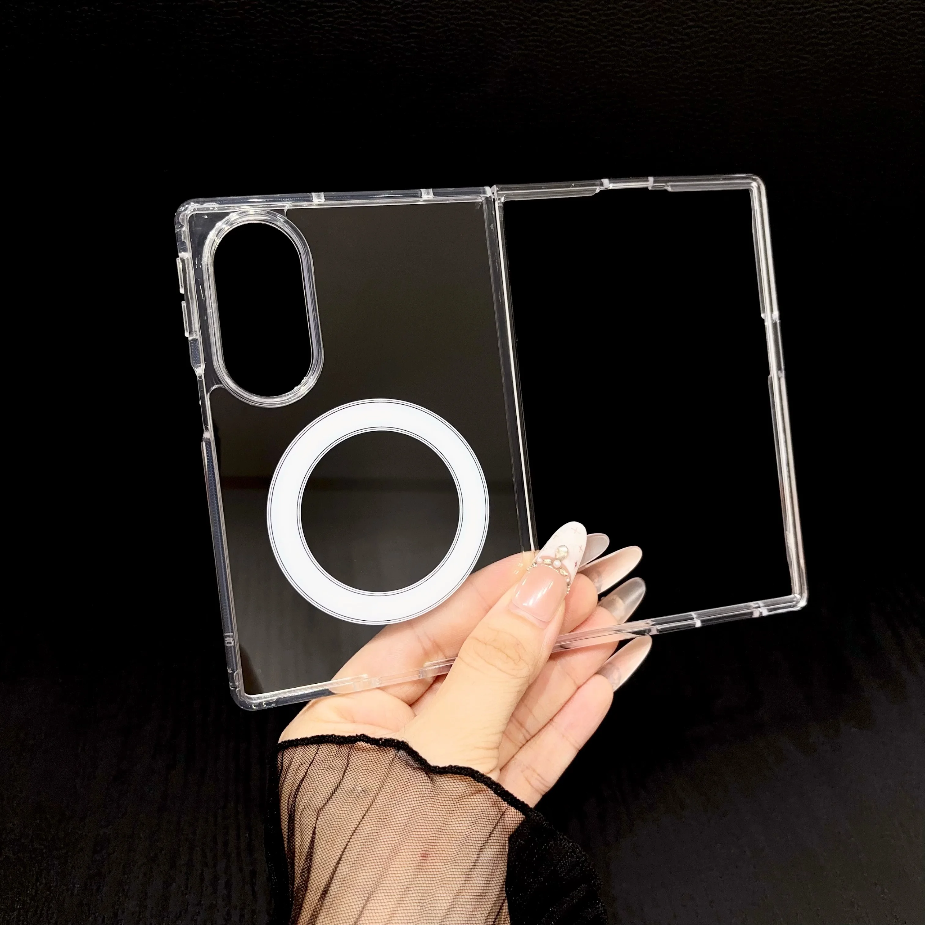 Transparent Foldable Phone Case with MagSafe - Shockproof Protective Cover