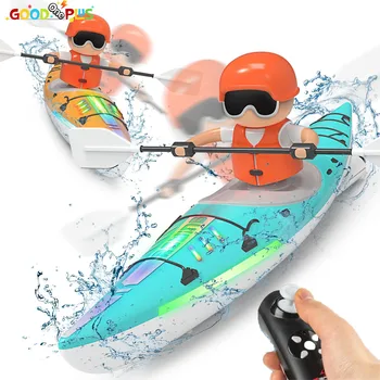 Rc Boat Kayak Racing Ship 2.4G Remote Control Rowing Boat Paddling Water Competition Games Summer Outdoor Toy for Boys Kids Gift