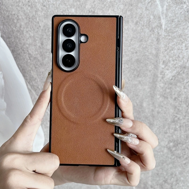 Leather Case with Built-in Screen Protector and Spring Hinge Protection