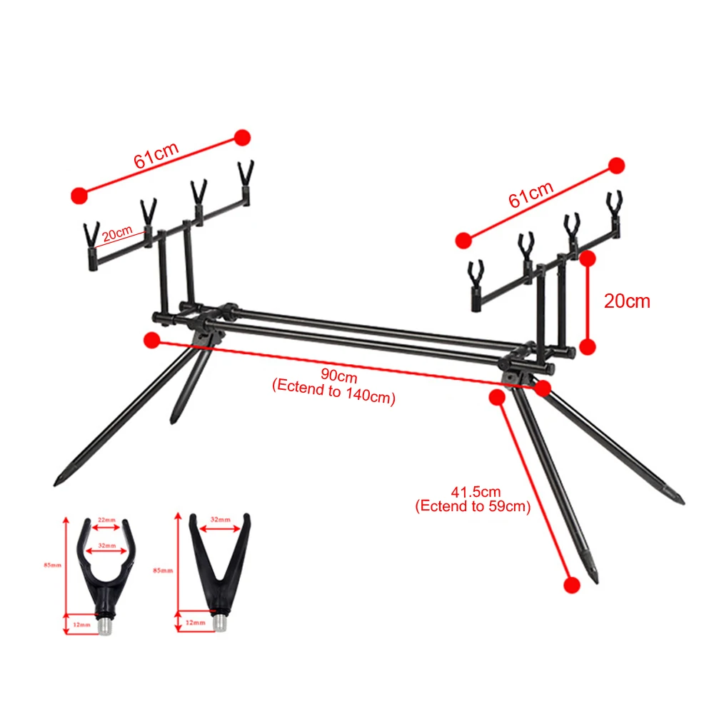 Coarse & Carp Fishing 4 In 1 Rod Pod With Carry Case Aluminum alloy Rod Pod  140*61*89cm - AliExpress